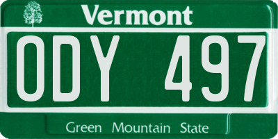 VT license plate ODY497