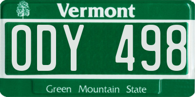 VT license plate ODY498
