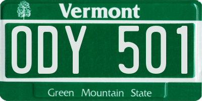 VT license plate ODY501