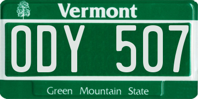 VT license plate ODY507