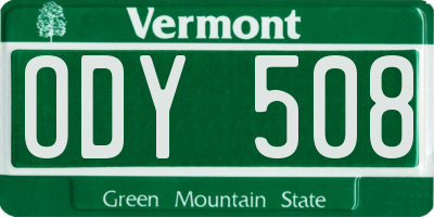 VT license plate ODY508