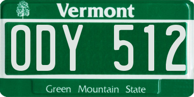 VT license plate ODY512