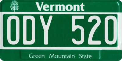 VT license plate ODY520