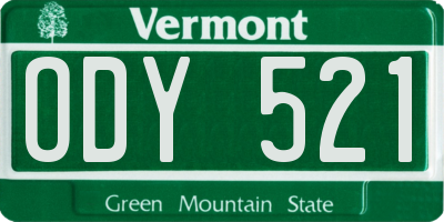 VT license plate ODY521