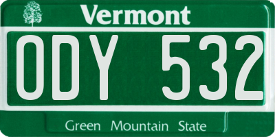 VT license plate ODY532