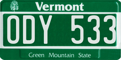VT license plate ODY533