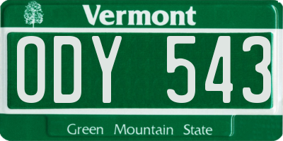 VT license plate ODY543
