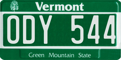 VT license plate ODY544