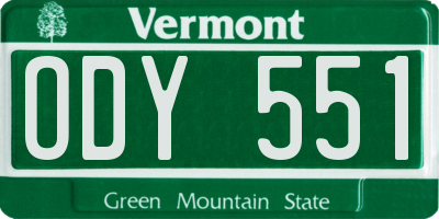 VT license plate ODY551