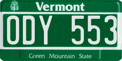 VT license plate ODY553