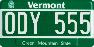 VT license plate ODY555