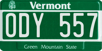 VT license plate ODY557