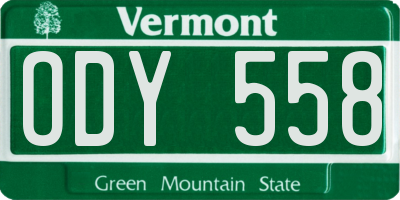VT license plate ODY558