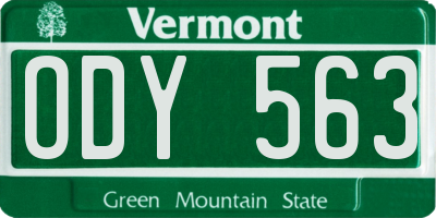 VT license plate ODY563