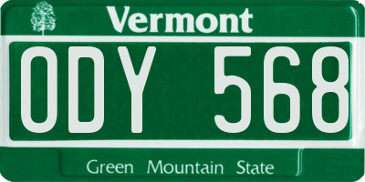 VT license plate ODY568