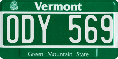 VT license plate ODY569