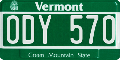 VT license plate ODY570