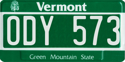 VT license plate ODY573