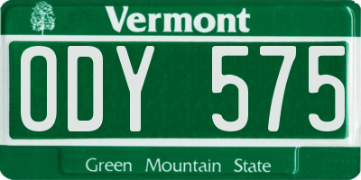 VT license plate ODY575