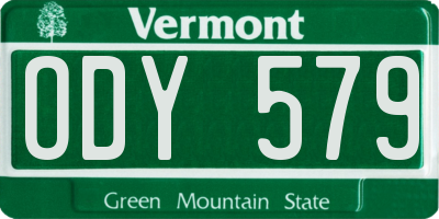 VT license plate ODY579