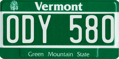 VT license plate ODY580