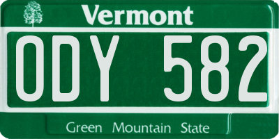VT license plate ODY582