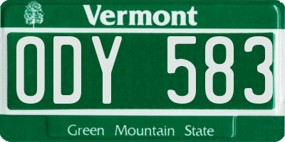 VT license plate ODY583