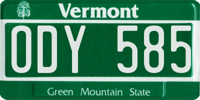 VT license plate ODY585
