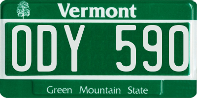 VT license plate ODY590