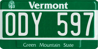 VT license plate ODY597