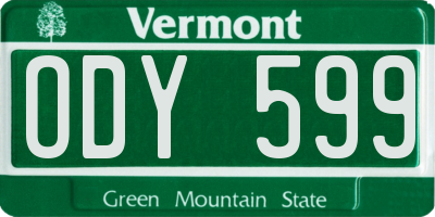 VT license plate ODY599