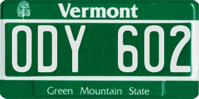 VT license plate ODY602