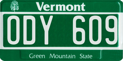 VT license plate ODY609