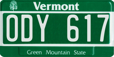 VT license plate ODY617