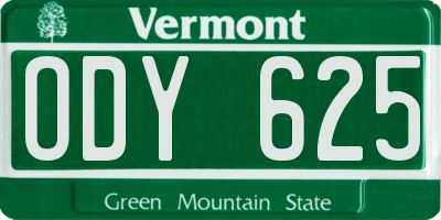 VT license plate ODY625