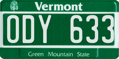 VT license plate ODY633