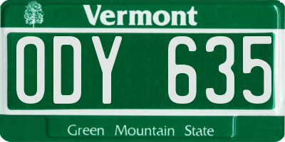 VT license plate ODY635