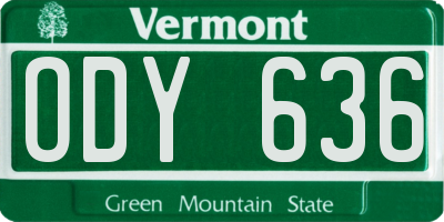 VT license plate ODY636