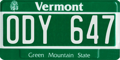 VT license plate ODY647