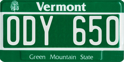 VT license plate ODY650