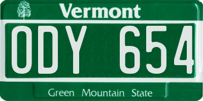 VT license plate ODY654