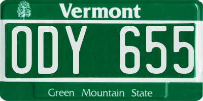 VT license plate ODY655