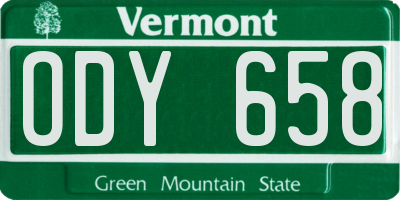 VT license plate ODY658