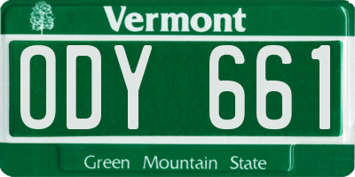 VT license plate ODY661