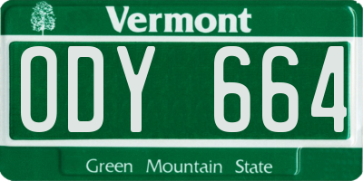 VT license plate ODY664