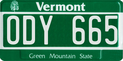 VT license plate ODY665