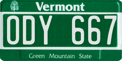 VT license plate ODY667