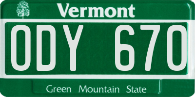 VT license plate ODY670