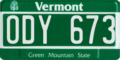 VT license plate ODY673