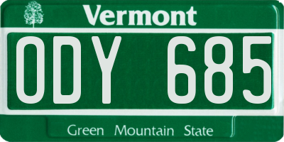 VT license plate ODY685